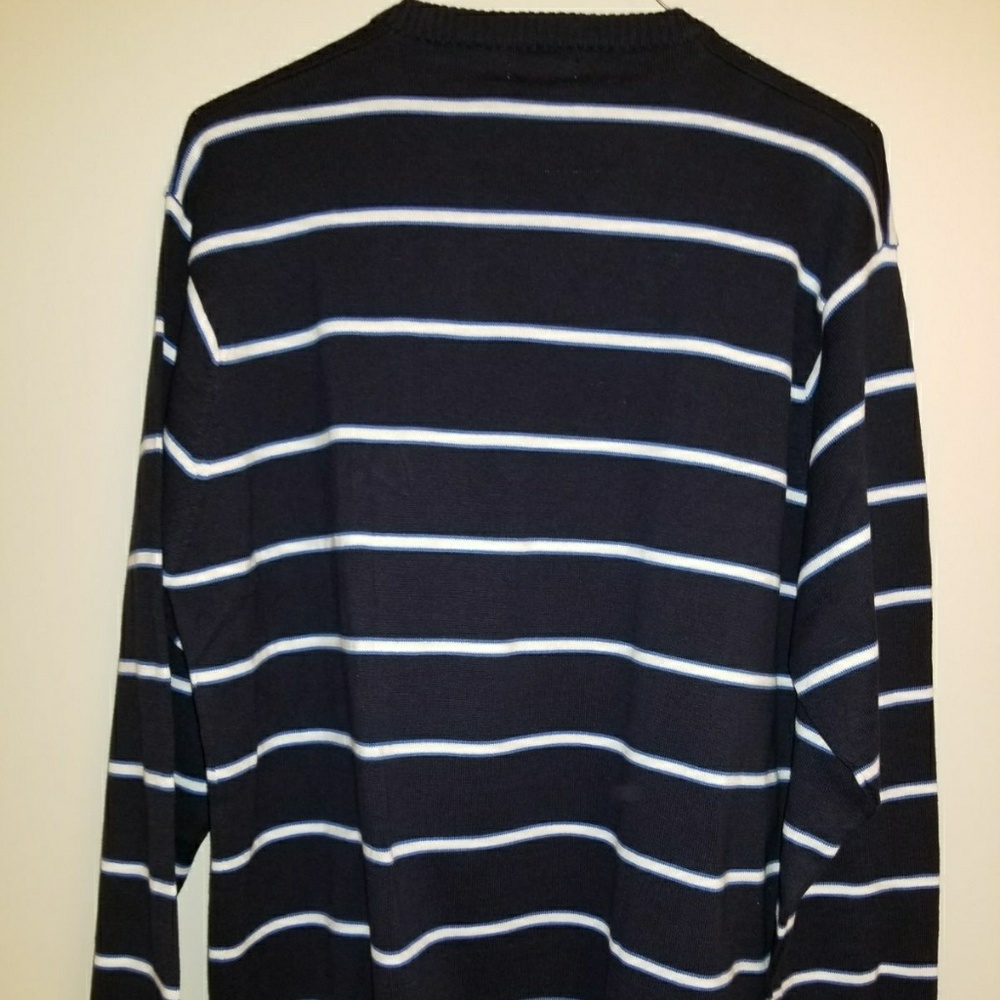🎷Jordan Craig Navy V Neck Striped Sweater🎷 - Picture 3 of 4